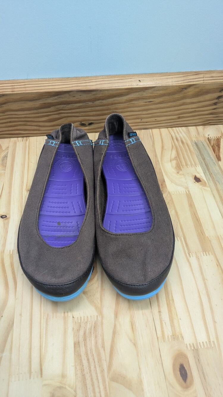 Crocs Stretch Sole Flat Slip-on Shoes Womens 8 Brown